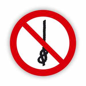 Zakaz wiązania węzłów, naklejka BHP (ZZ29)