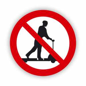 Zakaz jazdy na urządzeniach transportowych, naklejka BHP (ZZ38)