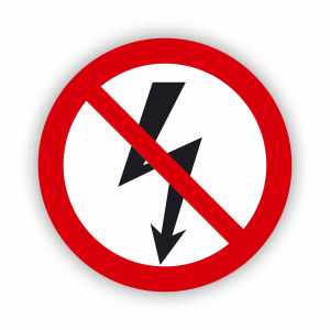 Nie załączać urządzeń w ruchu, naklejka BHP (ZZ42)