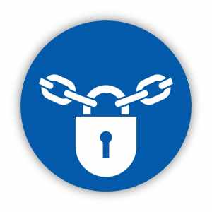 Nakaz stosowania zamknięcia, znak nakazu, naklejka BHP (ZN28)