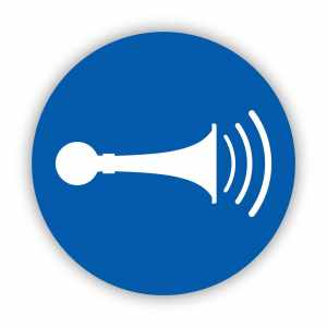 Nakaz używania sygnału dźwiękowego, znak nakazu, naklejka BHP (ZN29)