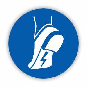 Nakaz stosowania obuwia antystatycznego , znak nakazu, naklejka BHP (ZN32)