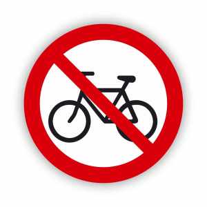 Zakaz wjazdu na rowerze, naklejka BHP (ZZ48)