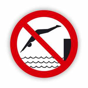 Zakaz skakania do wody, naklejka BHP (ZZ49)