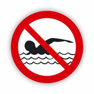Zakaz kąpieli, naklejka BHP (ZZ50)