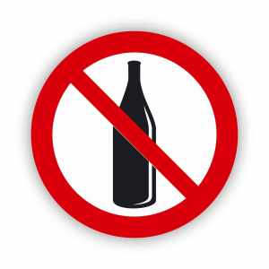 Zakaz używania szkła, naklejka BHP (ZZ58)