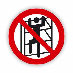 Zakaz wchodzenia na regały, naklejka BHP (ZZ63)