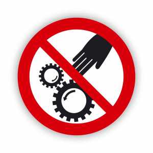 Ruchome części maszyny, naklejka BHP (ZZ64)