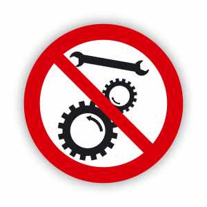 Zakaz naprawiania urządzenia w ruchu, naklejka BHP (ZZ65)