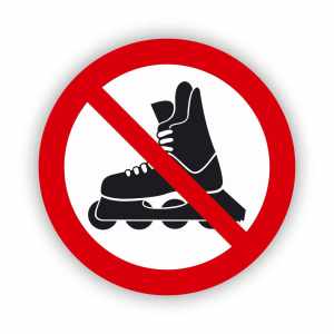 Zakaz jazdy na rolkach, naklejka BHP (ZZ68)