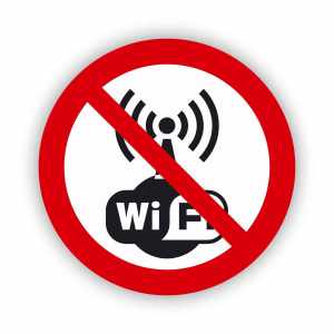 Zakaz używania bezprzewodowego internetu, naklejka BHP (ZZ69)