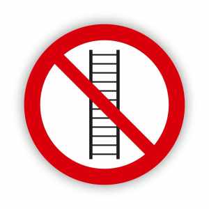 Zakaz używania drabiny, naklejka BHP (ZZ71)