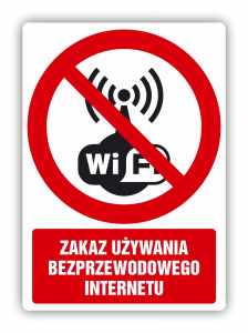 Zakaz używania bezprzewodowego internetu, naklejka BHP (ZZ74)
