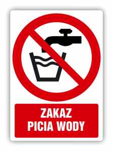 Zakaz picia wody, naklejka BHP (ZZ81)