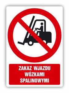 Zakaz wjazdu wózkami spalinowymi, naklejka BHP (ZZ84) 