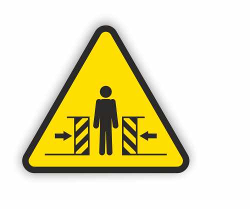 ostrzeżenie przed zgnieceniem bocznym - znak ostrzegawczy