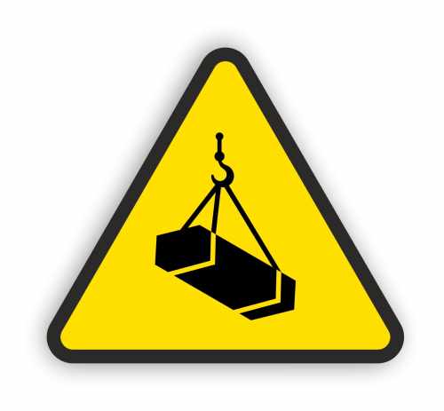 Naklejka - Ostrzeżenie przed wiszącym ciężarem.