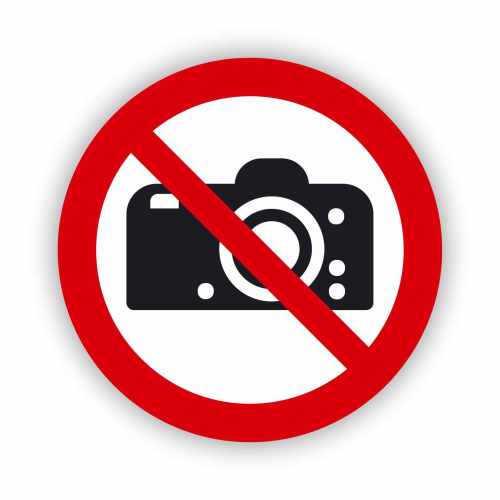Zakaz fotografowania, naklejka BHP