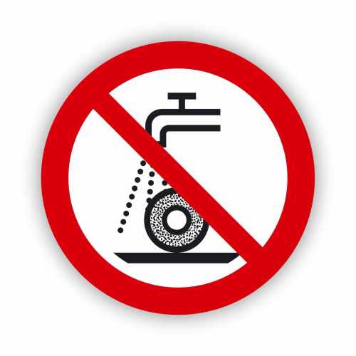 Zakaz szlifowania na mokro, naklejka BHP