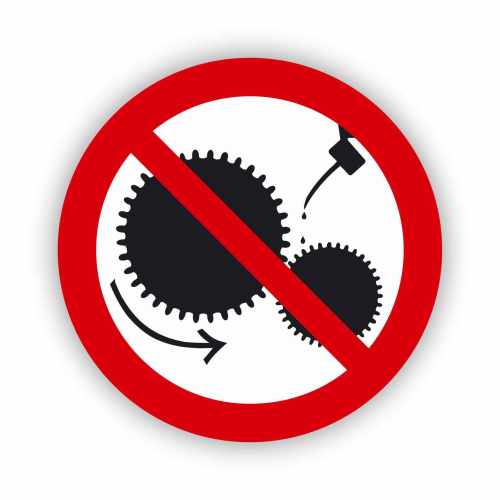 Zakaz smarowania urządzeń w ruchu, naklejki BHP