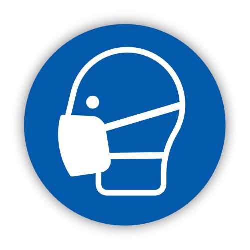 Nakaz noszenia maski przeciwpyłowej, naklejka BHP