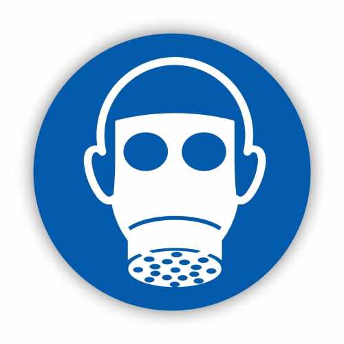 Nakaz stosowania ochrony dróg oddechowych, naklejka BHP