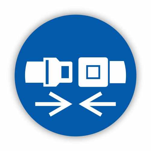 Nakaz stosowania pasów bezpieczeństwa, naklejka BHP