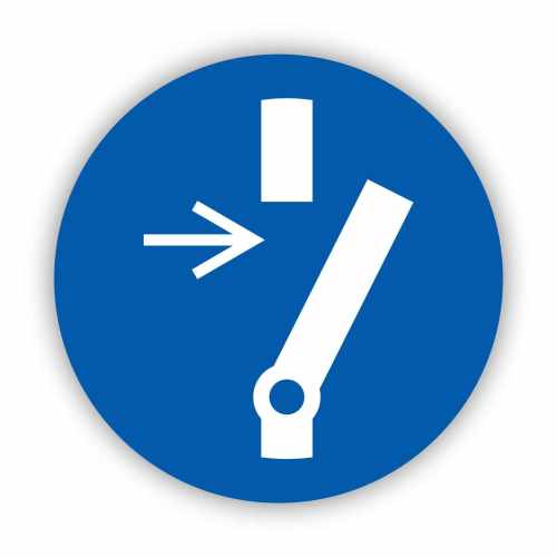 Odłącz przed przystąpieniem do konserwacji lub naprawy, naklejka BHP