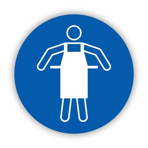 nakaz stosowania fartucha ochronnego, naklejka BHP