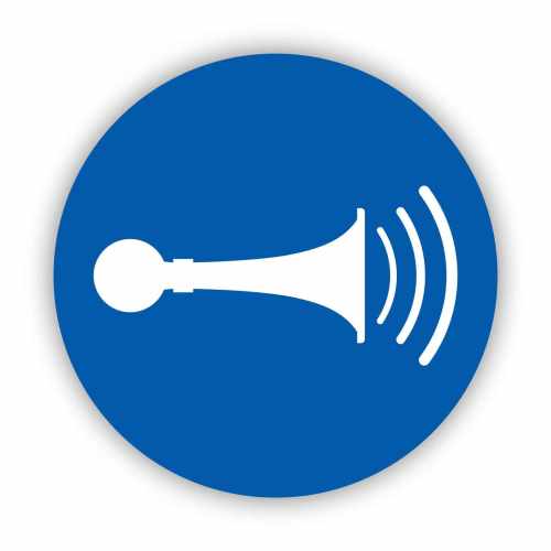 Nakaz używania sygnału dźwiękowego, naklejka BHP