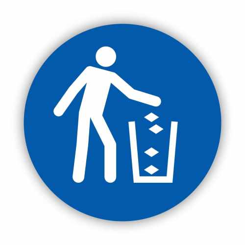 nakaz stosowania kosza na śmieci, naklejka BHP