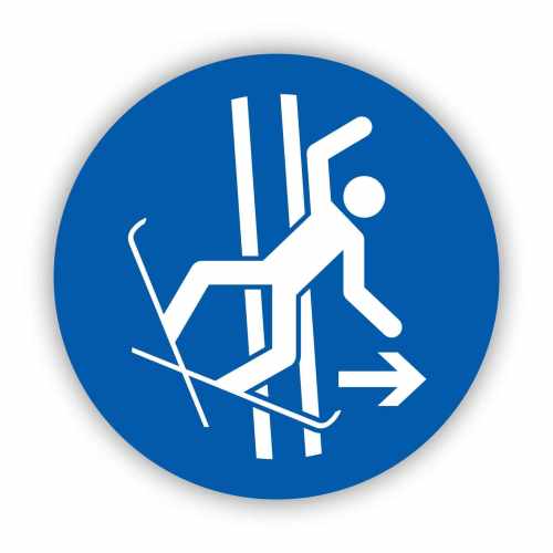 Nakaz natychmiastowego opuszczenia trasy w razie wypadku, naklejka BHP