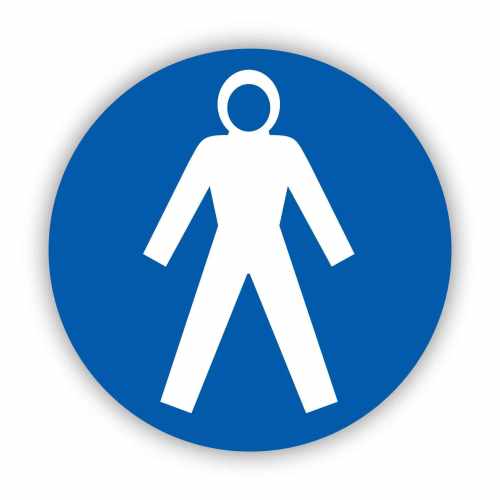 Nakaz stosowania kombinezonu ochronnego, naklejka BHP