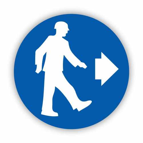 Nakaz kierunku przejścia, naklejki BHP