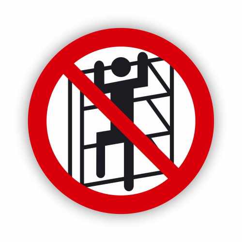 Zakaz wchodzenia na regały, naklejka BHP