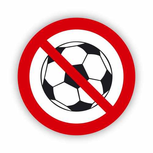 Zakaz gry w piłkę, naklejka BHP.
