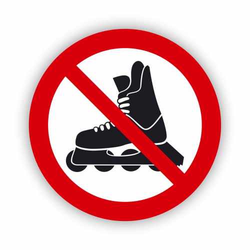 Zakaz jazdy na rolkach, naklejka BHP.
