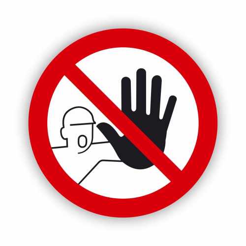 Nieupoważnionym wstęp wzbroniony, naklejka BHP.