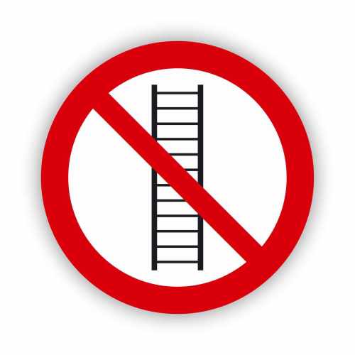 Zakaz używania drabiny, naklejka BHP