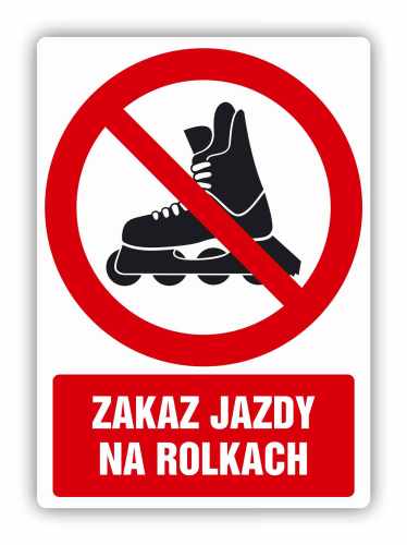Zakaz jazdy na rolkach, naklejka BHP